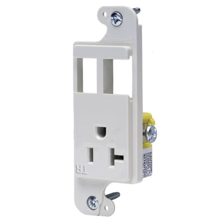 Hubbell Wiring Device-Kellems J-Load Media Outlet, 20A 125V Tamper Resistant Receptacle, 2-Port, Decorator Frame, White RJ62WTR
